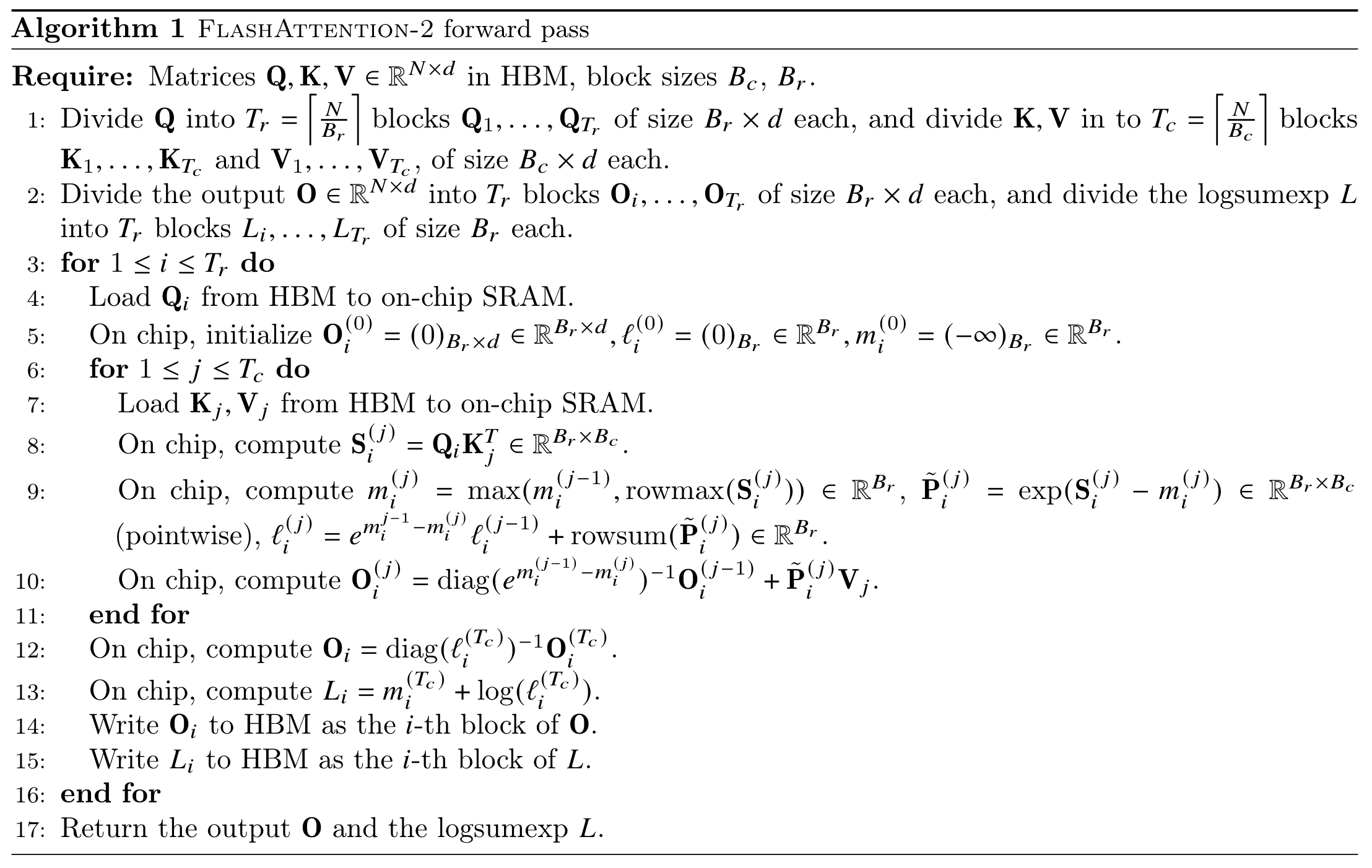 FlashAttention2 Algorithm 1
